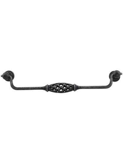 Tuscany Cabinet Bail Pull - 8 7/8 inch Center-to-Center in Distressed Antique Silver.